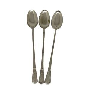 Midcentury Modern 1939 Court Silver Plate 7 5/8” Iced Tea Spoons Set Of Three